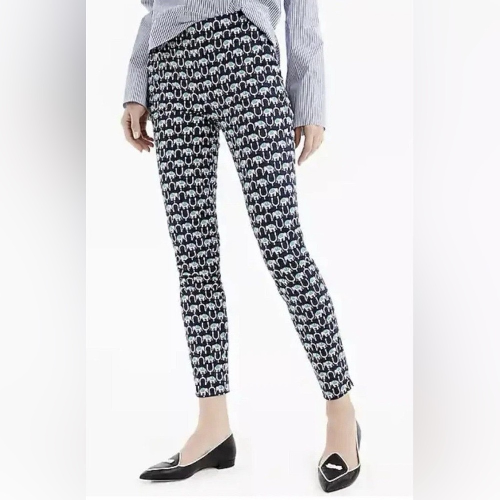 J. Crew Martie Slim Crop 2-Way Stretch Pant with Elephants